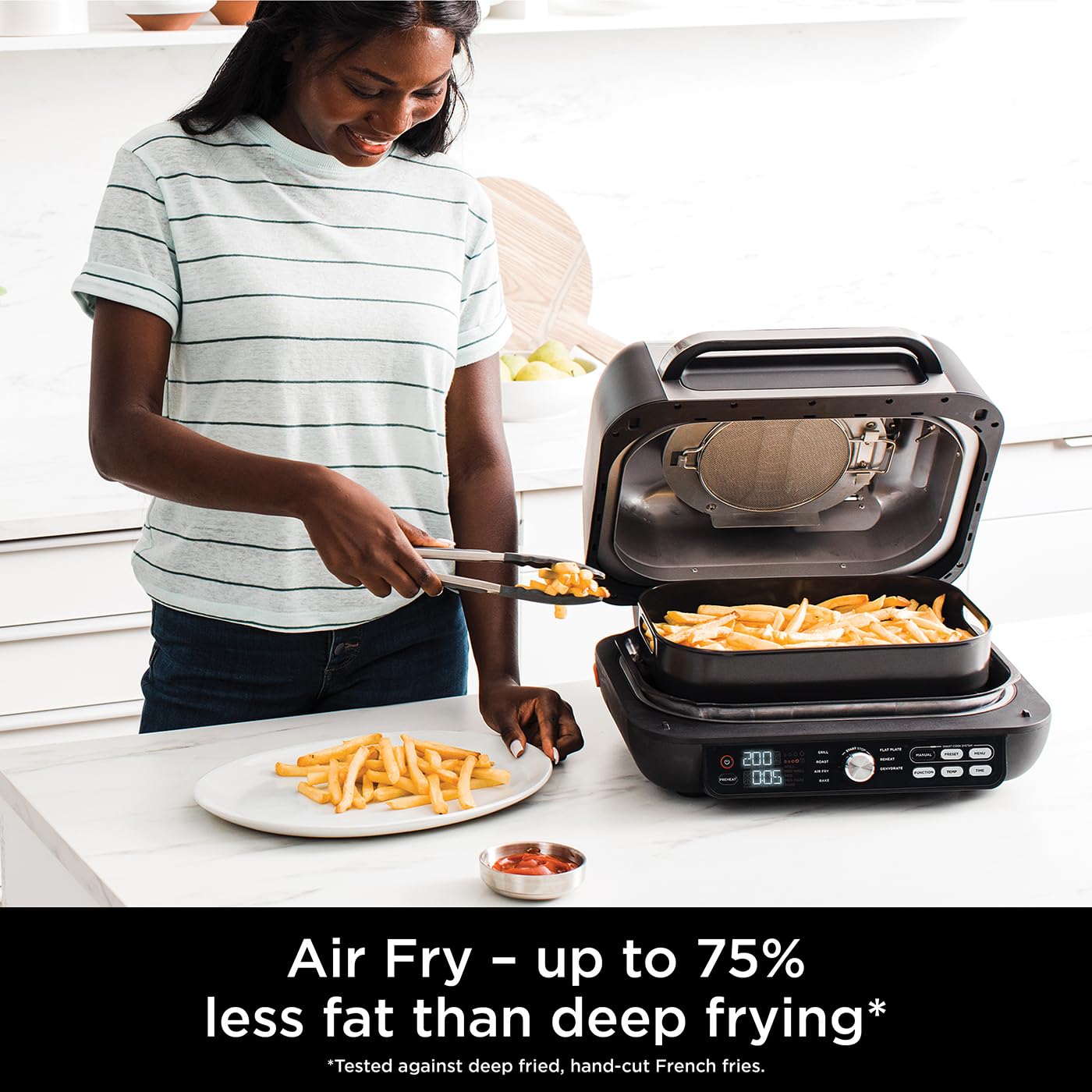 Ninja Foodi MAX PRO Health Grill, Flat Plate & Air Fryer 3.8L with Digital Cooking Probe, 7-in-1, Air Fry